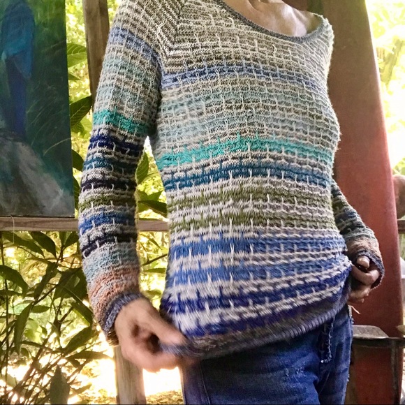 NIC+ZOE Blue/Green Striped Sweater (M) - Picture 4 of 11